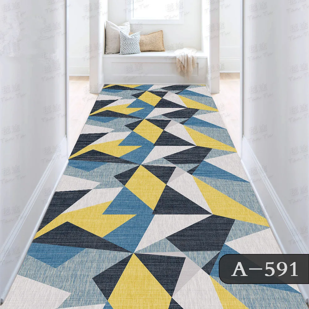 Abstract Geometry Living Room Carpets Long Hallway Corridor Rug Home Decor Kitchen Bedroom Area Rug Anti-skid Floor Mat Doormat