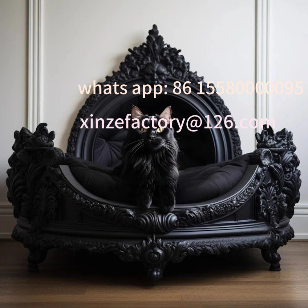 

Customizable cat kennel indoor solid wood carving flowers