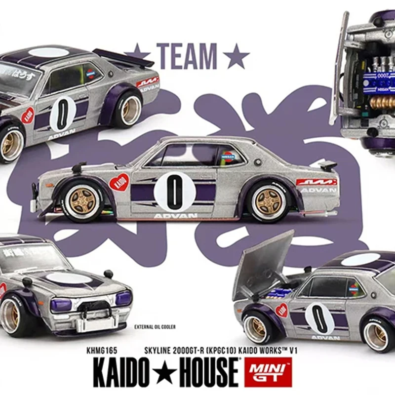 PreSale MINIGT KHMG165 1:64 Skyline GTR KPGC10 Openable Hood Diecast Car Model Kaido House 165