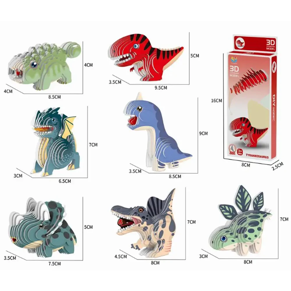 Animal Theme 3D Puzzle Cardboard DIY Craft Set for Children Adventure Toy Fun Gift