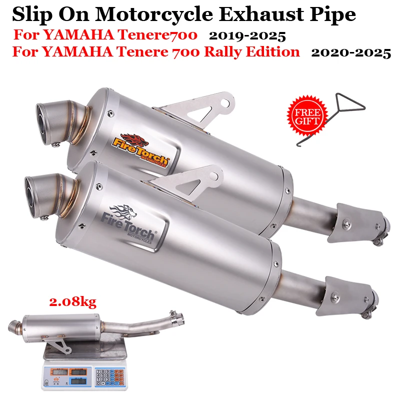 

For YAMAHA Tenere700 Tenere 700 Rally Edition 2019 2020 - 2025 Motorcycle Exhaust Escape Middle Mid Link Pipe With Muffler Moto