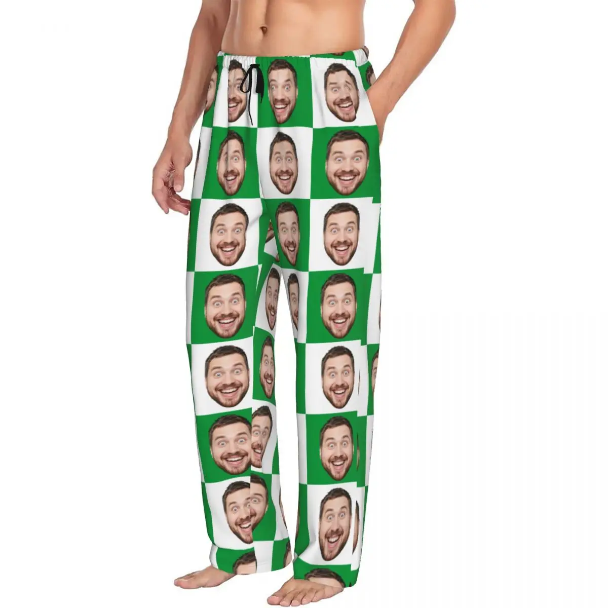Men's Personalized Face Photo Custom Pajama Pants Custom Printed Sleep Sleepwear Bottoms with Pockets
