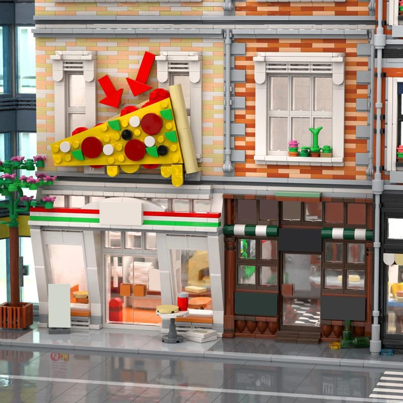 3541ピース ハウスストリート アイリッシュパブ＆ピザステーション MOC カスタマイズ モジュラービルディングブロックモデル 人気DIYおもちゃ 男の子向けクリスマスプレゼント