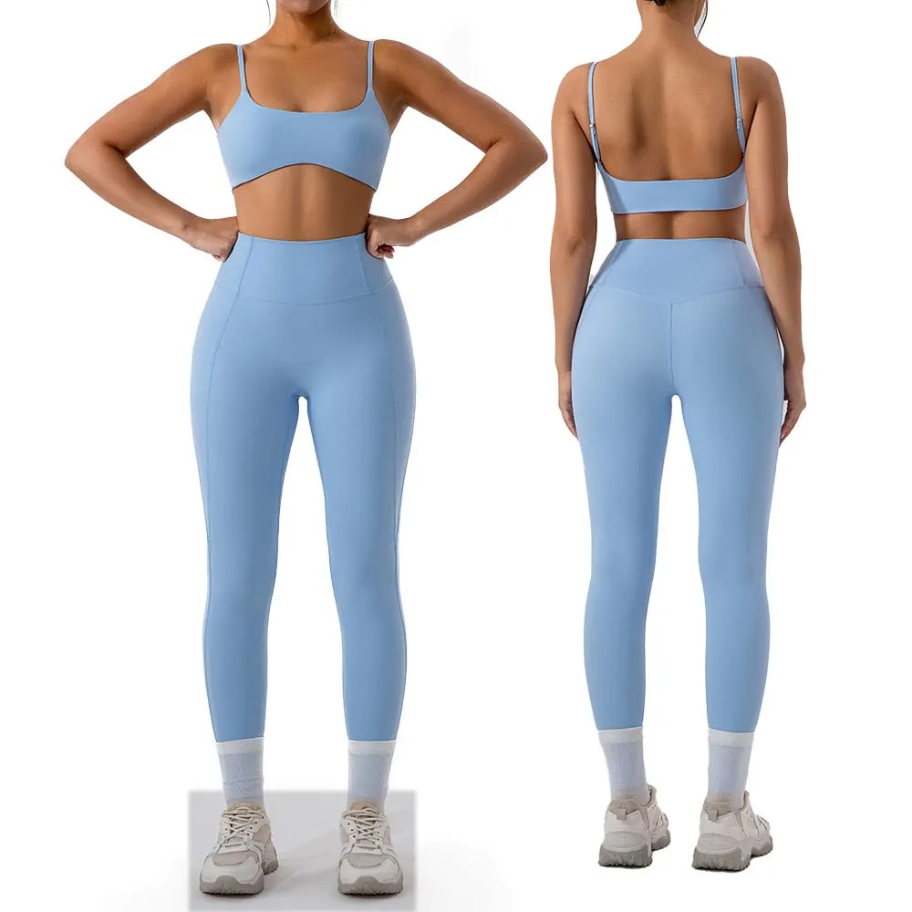 Running Training Set Adjustable Shoulder Straps Fitness Yoga Bra & High Waist Legging/Shorts 2 Pcs Sports Set