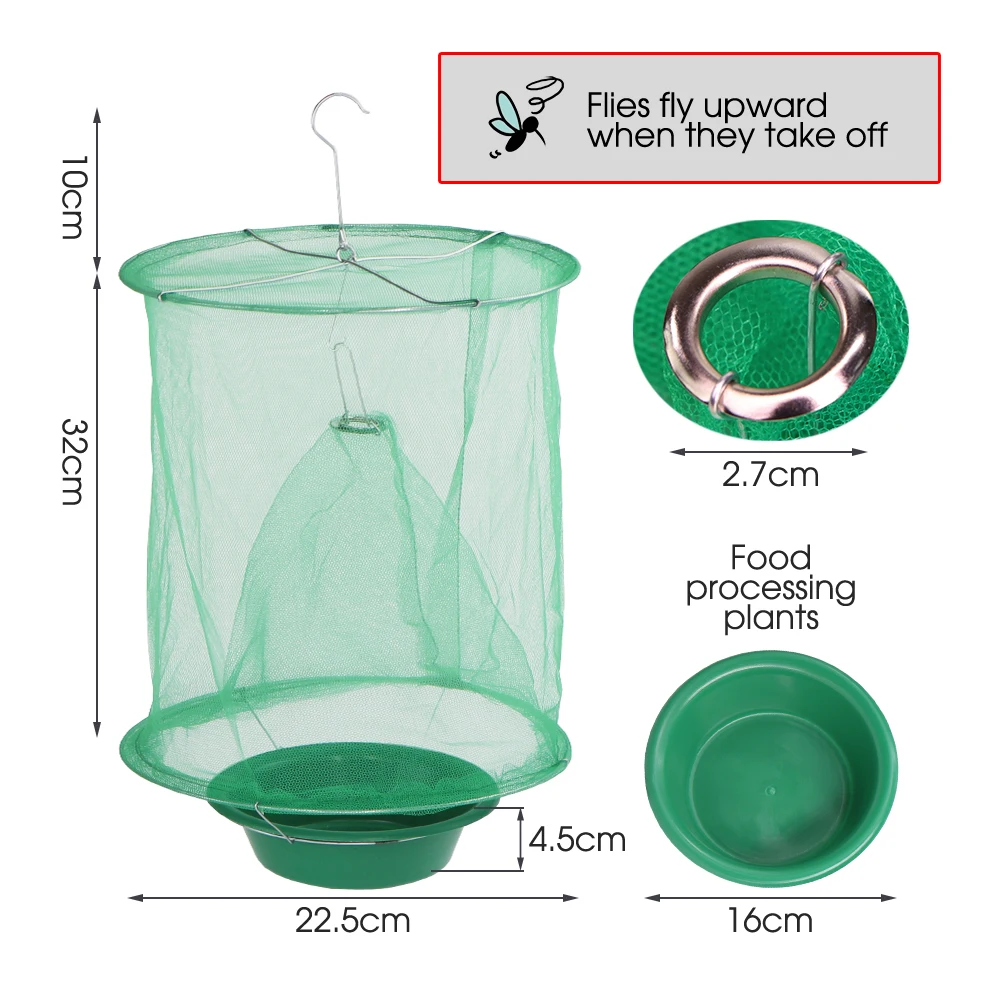 1PCS Fly Catcher Natural Bait Trap Automatic Flycatcher Insect Killer Cage Indoor Outdoor for Patios Home Restaurant Garden Farm