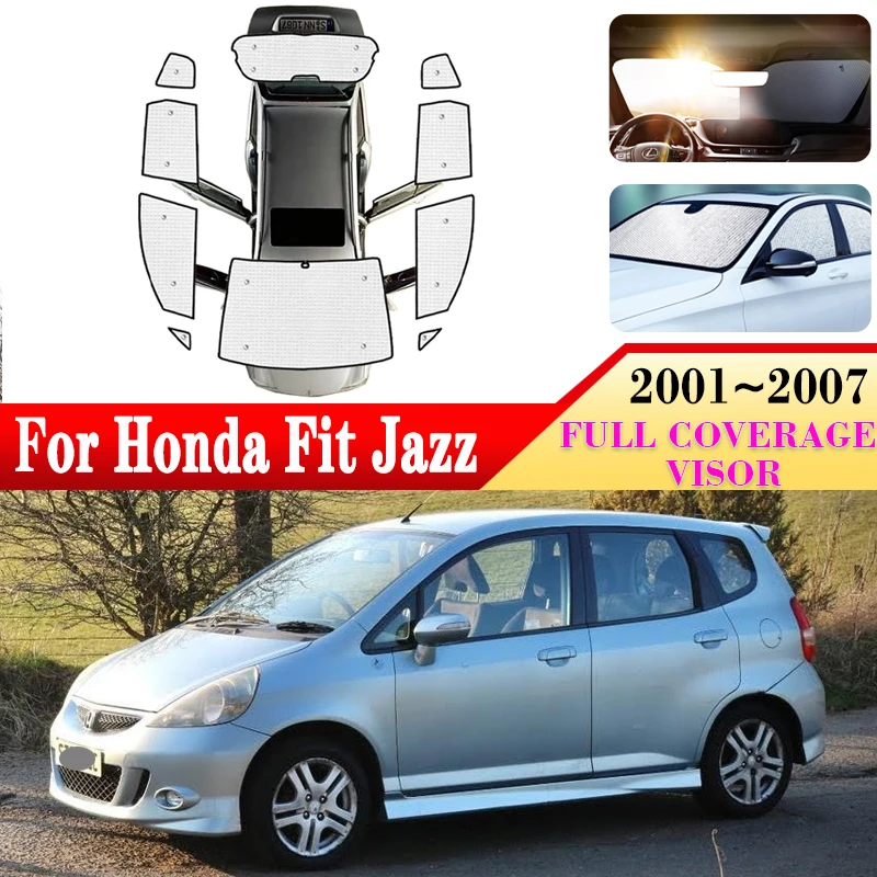 

Для Honda Fit Jazz 2001 ~ 2007 GD1 ~ GD5 GE1 ~ GE3 автомобильные солнцезащитные очки, полностью закрывающие лобовое стекло, боковые окна, солнцезащитные Чехлы, аксессуары