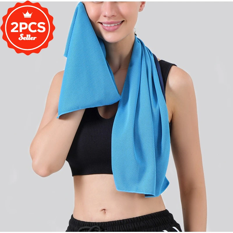 2PCS Ventilation Sports Cooling Towel Gym Quick Drying Run Shawl Sweat Absorption Sunscreen Outdoors Scarf Bicycle Portable Hike