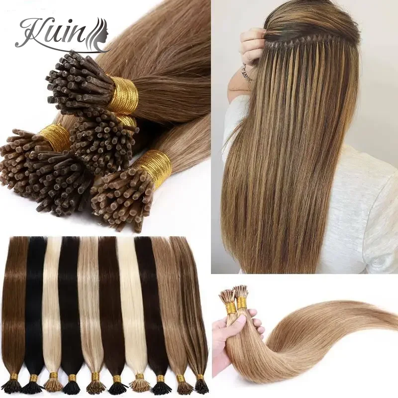 Straight I Tip Human Hair Extension Natural Real Hair Extension Ombre Blond Color 40g/50g I Tip Fushion Hair Keratin Capsule