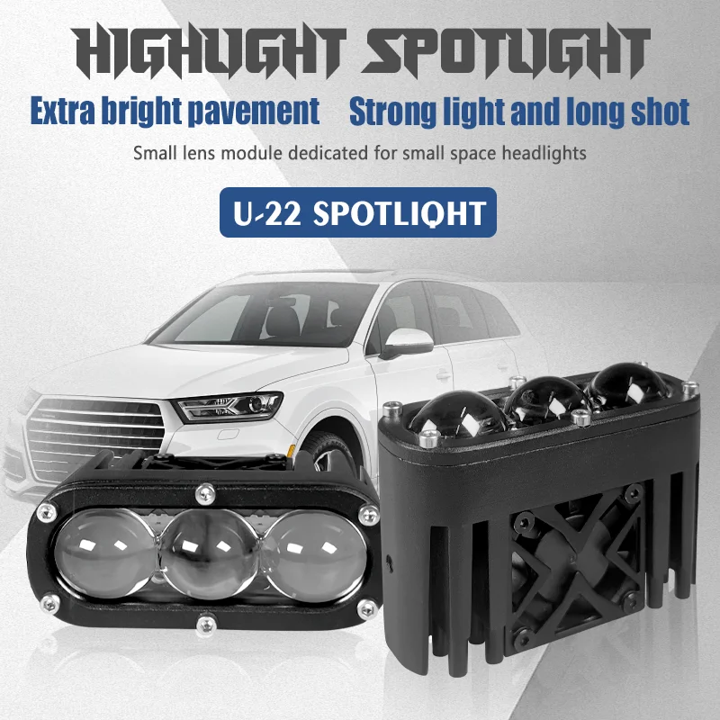 carolyn 12V 24V 3 Bi LED Projector Lamp Lens Sportlight Car Fog Light Motorcycle Lorry Truck Retrofit