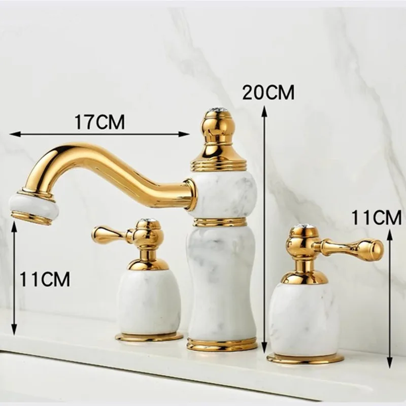 Brass Marble Bathroom Faucet Gold basin  widespread  Tap luxury Basin Mixer Hot And Cold shower room sink Faucet