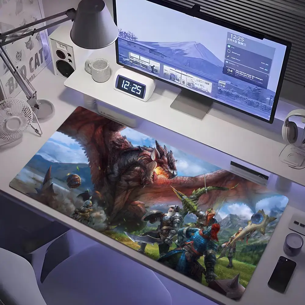 Monster Hunter Wilds Mouse Pad Tablet mouse Pad Laptop xl desktop mate, cute HD Rainbow Gaming keyboard pad, Player, 90x40