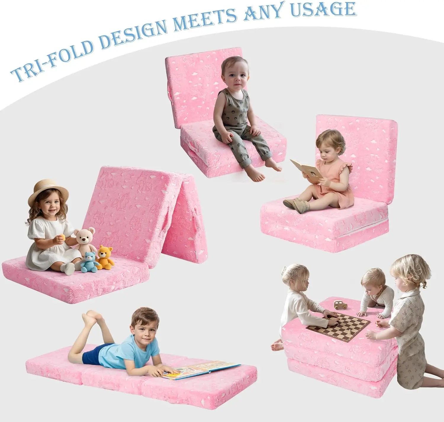 Foldable Floor Mattress for Kids, Toddler Floor Nap Mat for Sleeping Daycare, Small Child Foldable Mattress Floor Bed