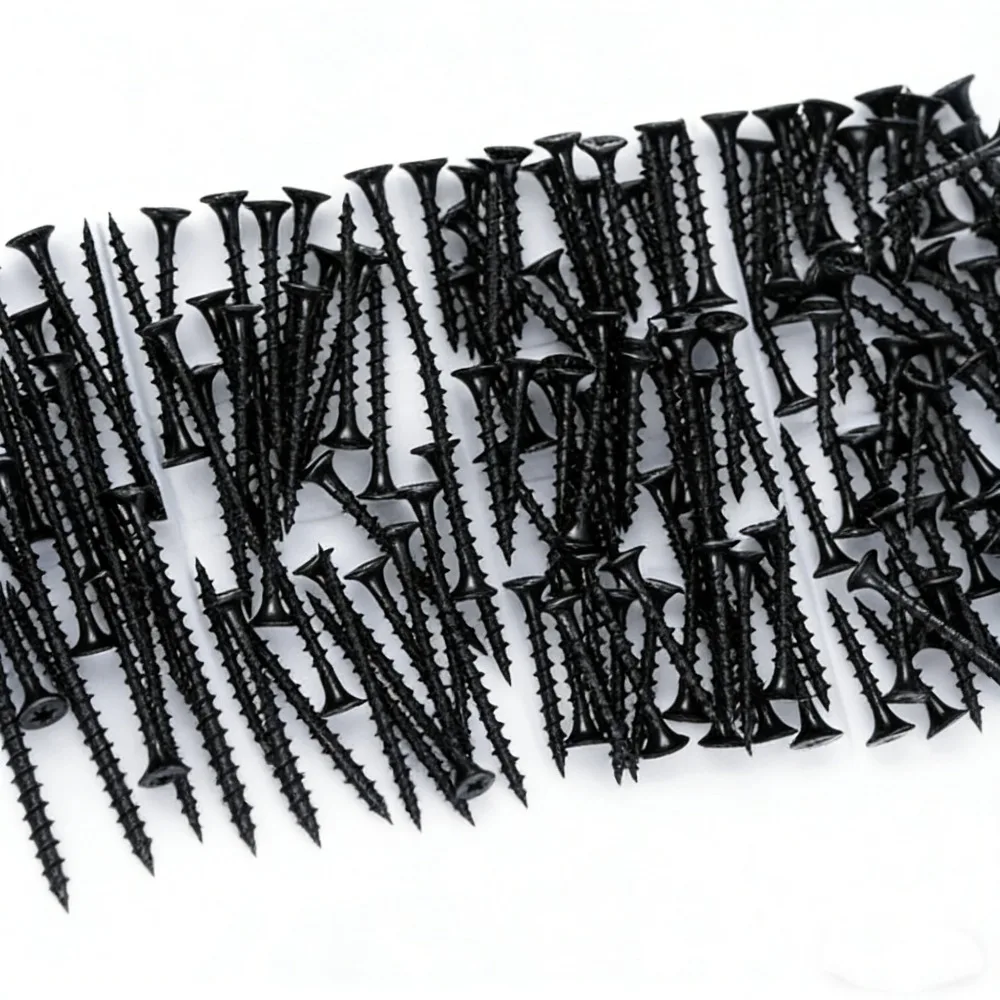 165Pcs Boxed Black Phosphorus Treated Self Tapping Screws M3.5 Fine Thread Phillips Countersunk Drywall Wood Wallboard Screws