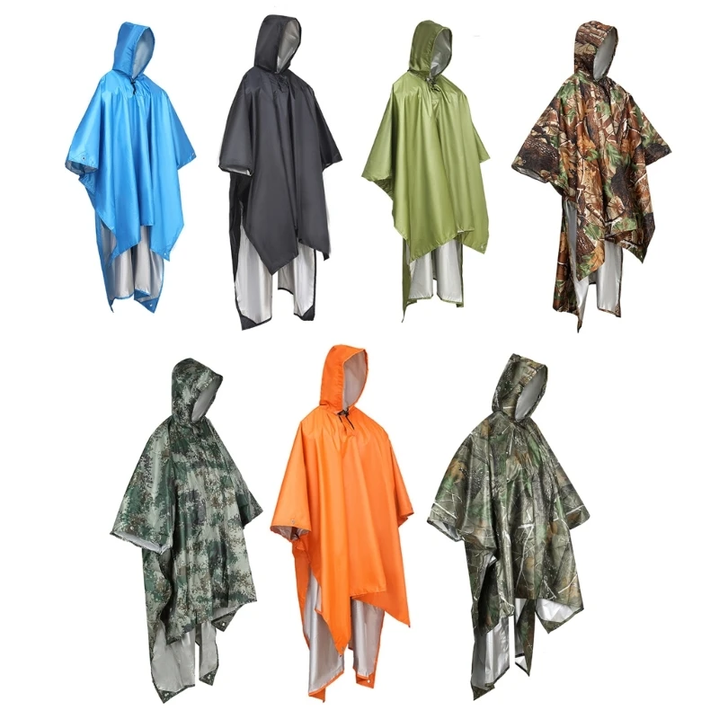 

3 in 1 Waterproof Adult Long Raincoats Women Men Rain Coat Jackets Hooded Ponchoes