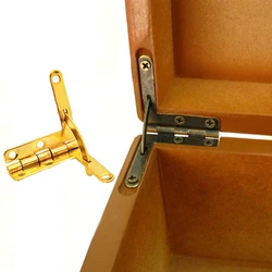 Golden Antique Brass Bronze Jewelry Display Chest Wood Case Watch Makeup Box L Shape 90 Degree Support Lid Stay Stop Hinge