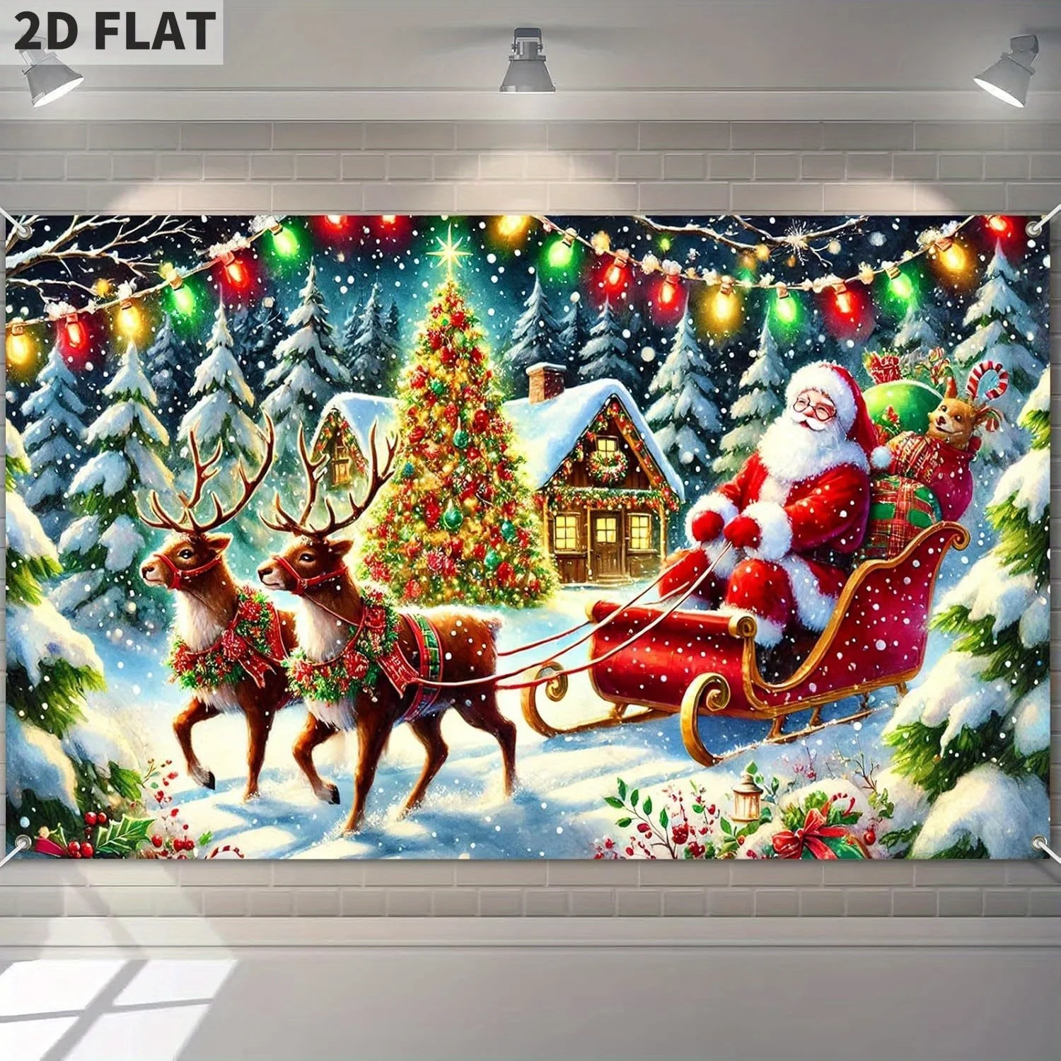 

Merry Christmas Banner Christmas Tree Holiday Banner for Front Door Wall Party Decoration Backdrop Party Decoration Supplies