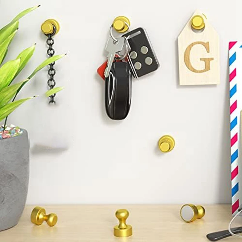 24 Pack Magnets For Whiteboard And Magnetic Push Pins For Kitchen, School, (Gold)