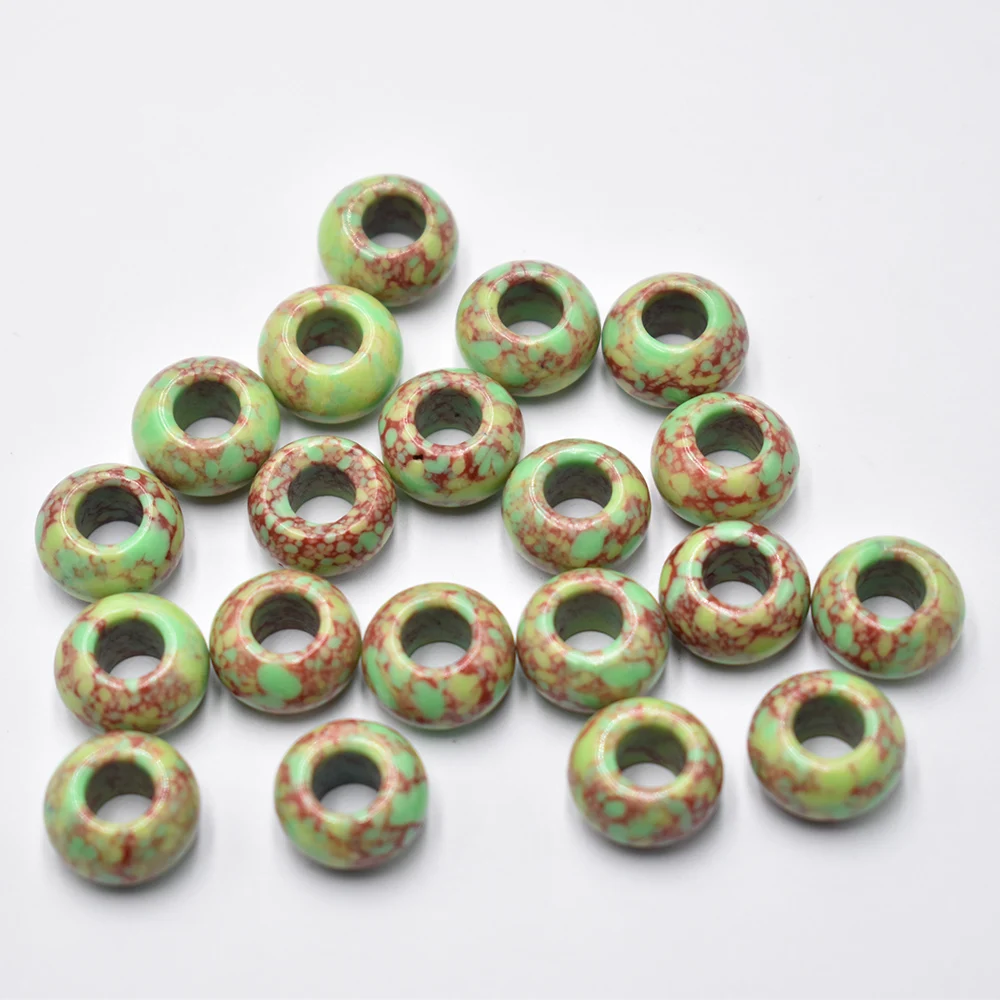 Fashion good quality turquoise mixed round shape big hole beads For Bracelet Charms 50pcs/lot wholesale free shipping