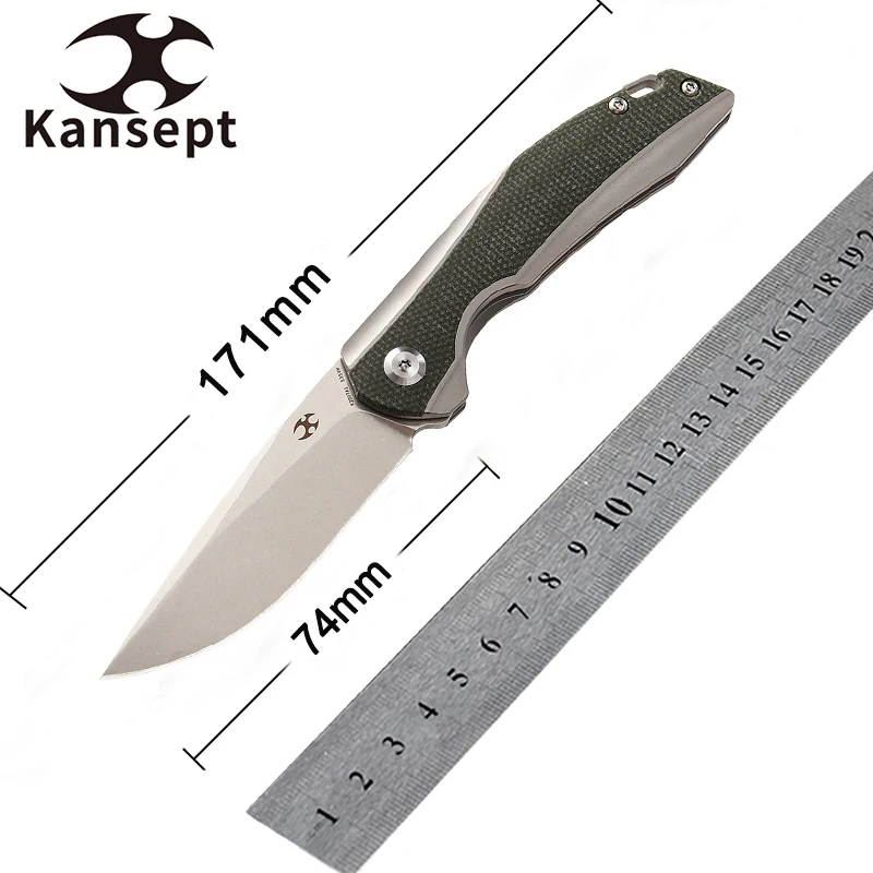 

Мини-нож kanseven из стали K2007A1, 2,9 дюйма, CPM-S35VN Drop Point + титан с OD зеленой Микарта, тактический складной нож для кемпинга