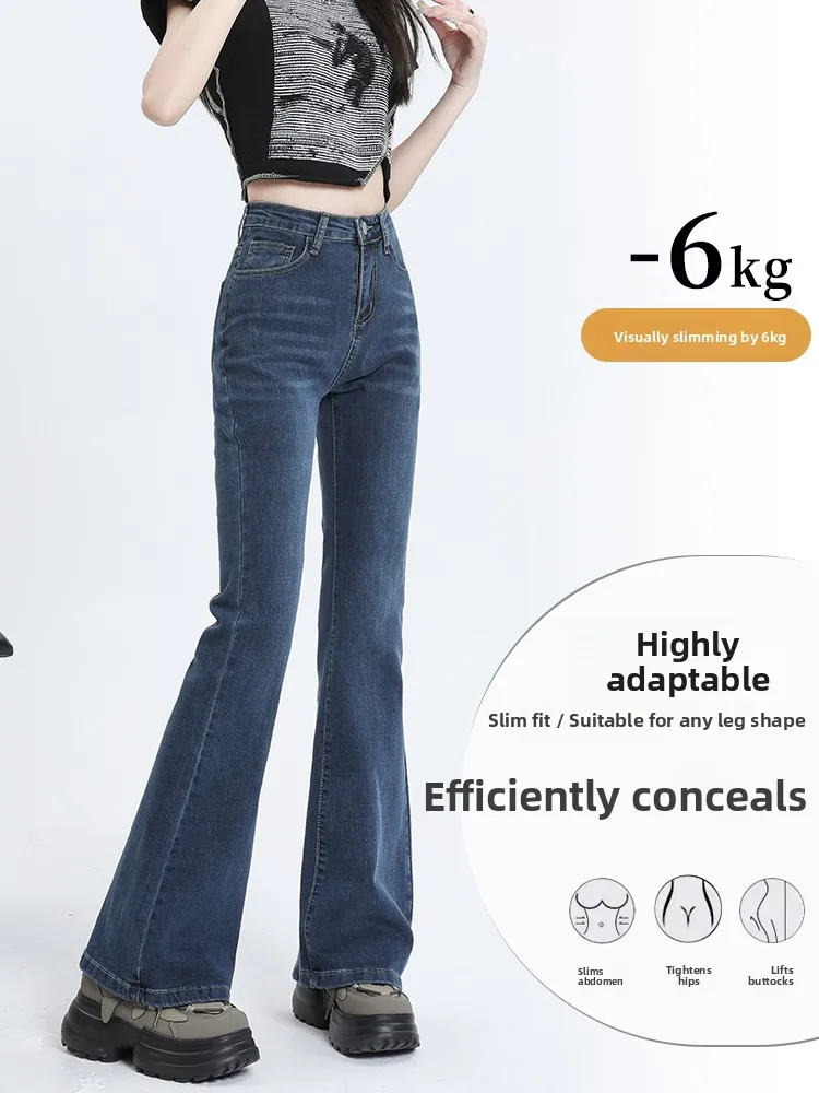 Chic Vita alta Bell Bot Jeans Donna Primavera Autunno Nuovo Sle Dimagrante di grandi dimensioni Vintage Dra Piano Lunghezza Zoccolo...