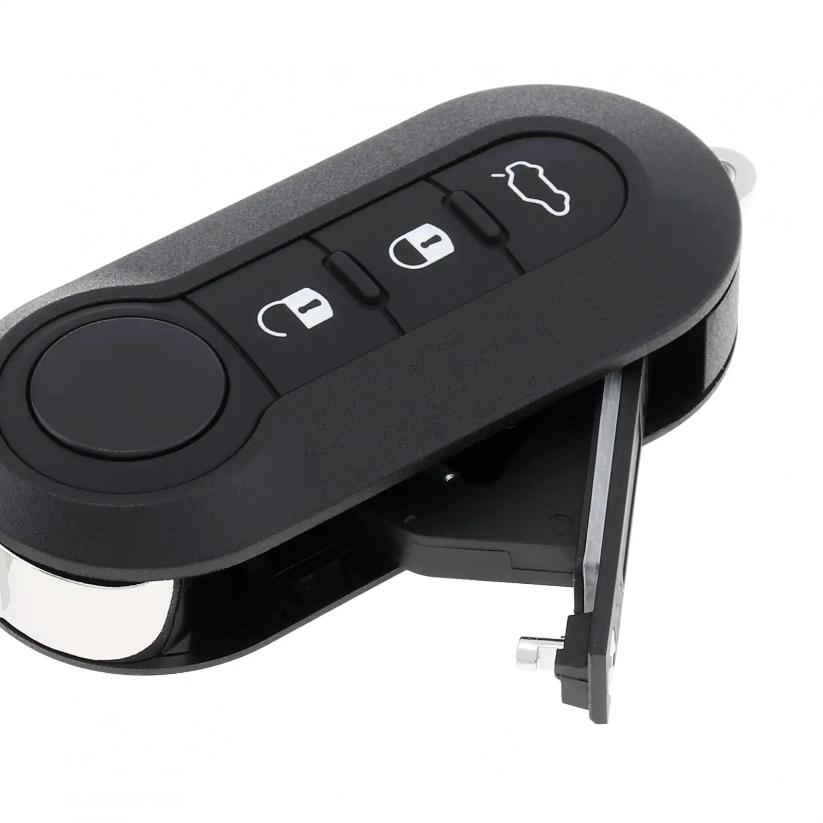 3ปุ่มเปลือกที่ห้อยกุญแจรถรีโมทคอนโทรลพับได้เคสกุญแจแบบไม่ตัดเหมาะสำหรับ Fiat 500 Punto