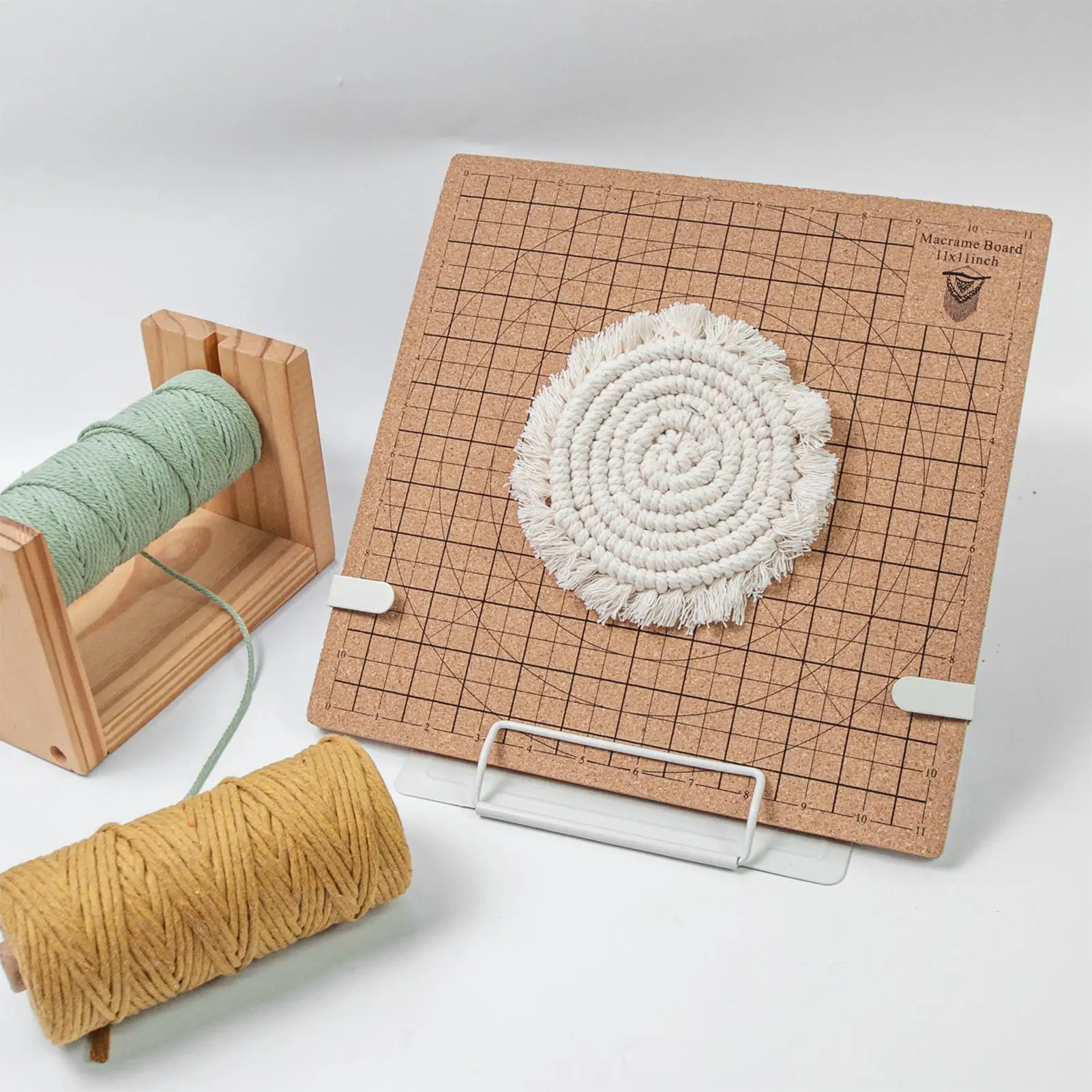 Adjustable Macrame Board Stand Macrame Cork grid Board Foldable Beginner-Friendly DIY Projects Desk Support for Braiding Cording view 2