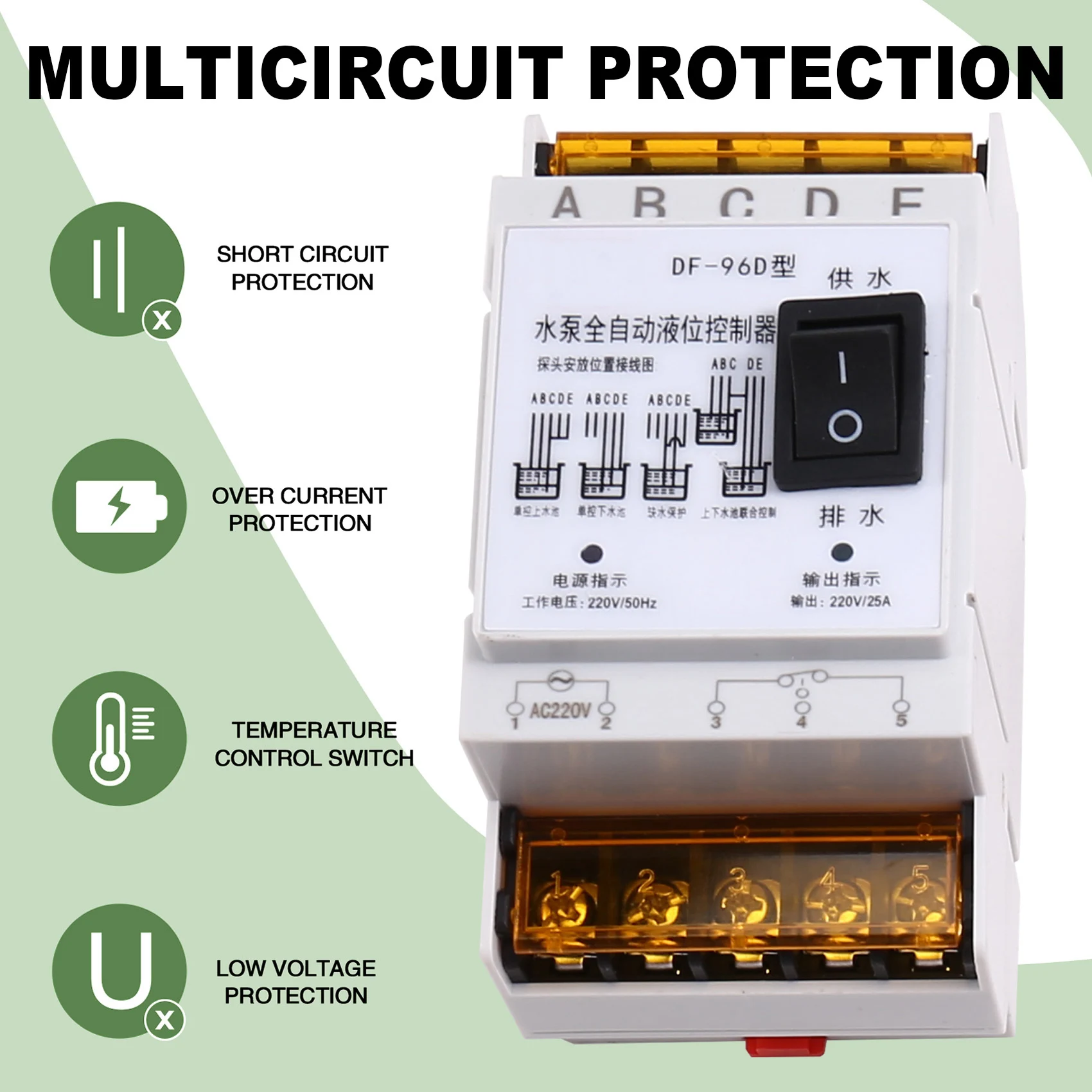 

AA98 New Automatic Water Level Controller Switch 25A 220V Water Tank Liquid Level Detection Sensor Water Pump Controller A