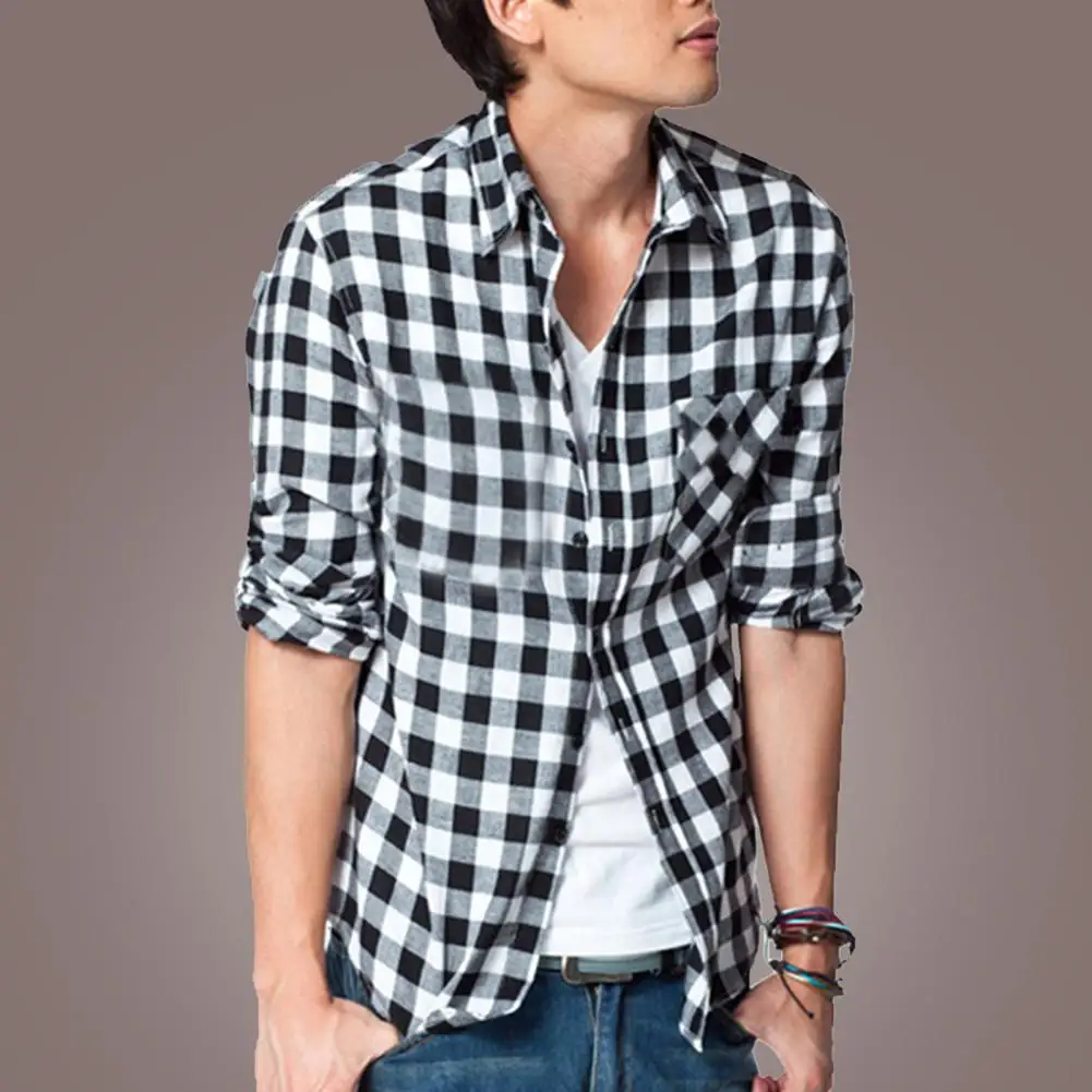 Camisa de botão manga comprida xadrez masculina, camisa xadrez casual, marca masculina macia e confortável, moda, primavera, outono