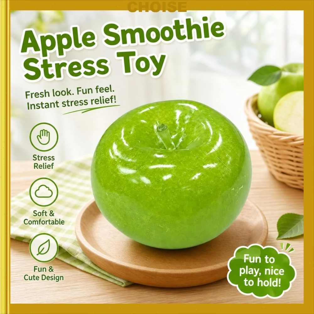 New Apple Slushie Squishy Fidget Toy Crunchy Moldable Non-Bounce Sensory Stress Reliever Medium Grip Strength Slow Rising Gift