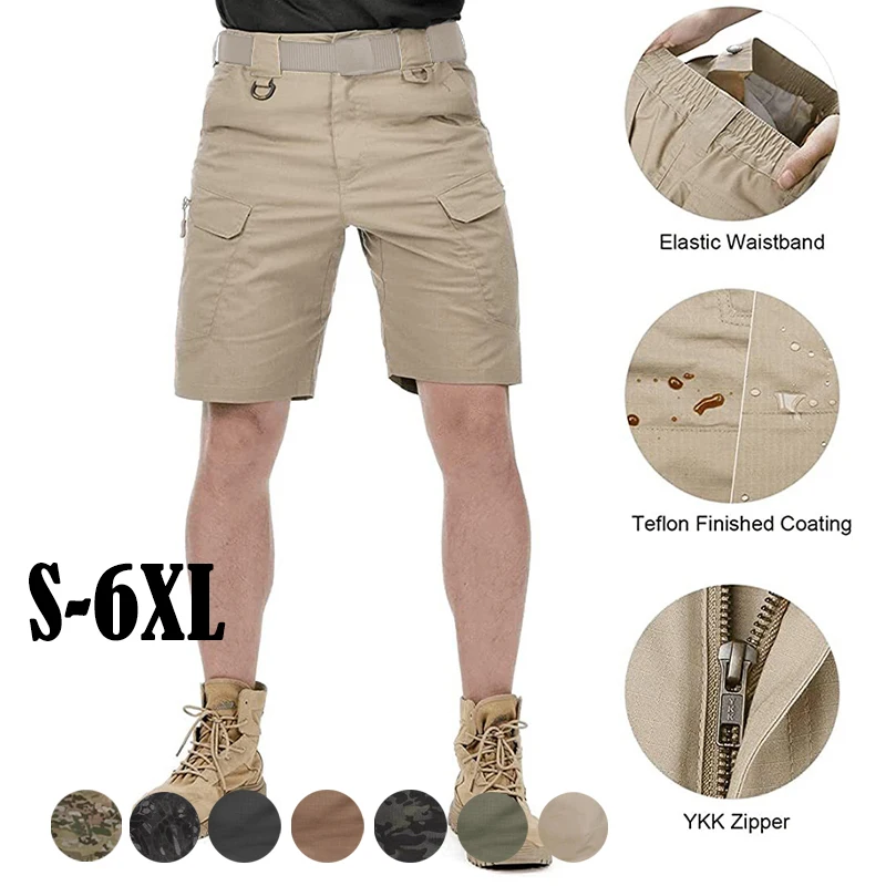 Men Waterproof Baggy Cargo Short Pants for Men Multi-pocket Shorts Quick Dry Grunge Summer Outdoor Pant Casual Straight Trousers