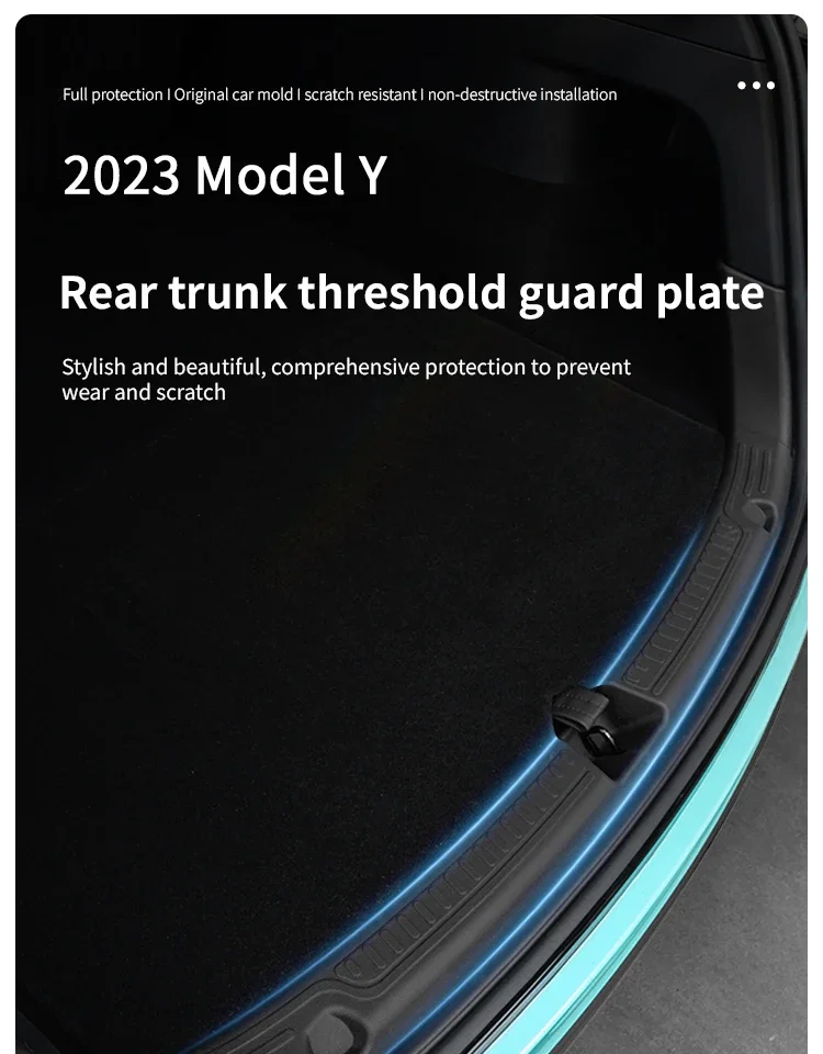 Geeignet für Tesla 2021-2024 Model Y – TPE Kofferraumschutz, Kratzfeste Heckabdeckung & Stoßstangen-Organizer-Pad. – Detail 1
