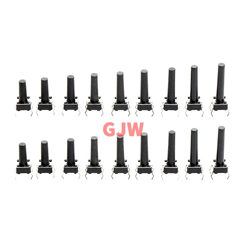 10PCS 6x6 Series Tact Toggle Switch Micro-power Four Pins Black Buttons DC12V 0.1A AC250 V (50Hz) /MIN