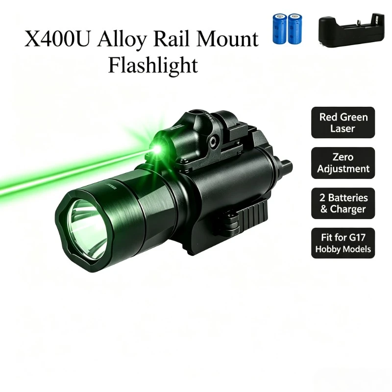 Zero Adjustable Alloy Torch Rail Fit G17 Hobby Model Red Green Beam Accessory