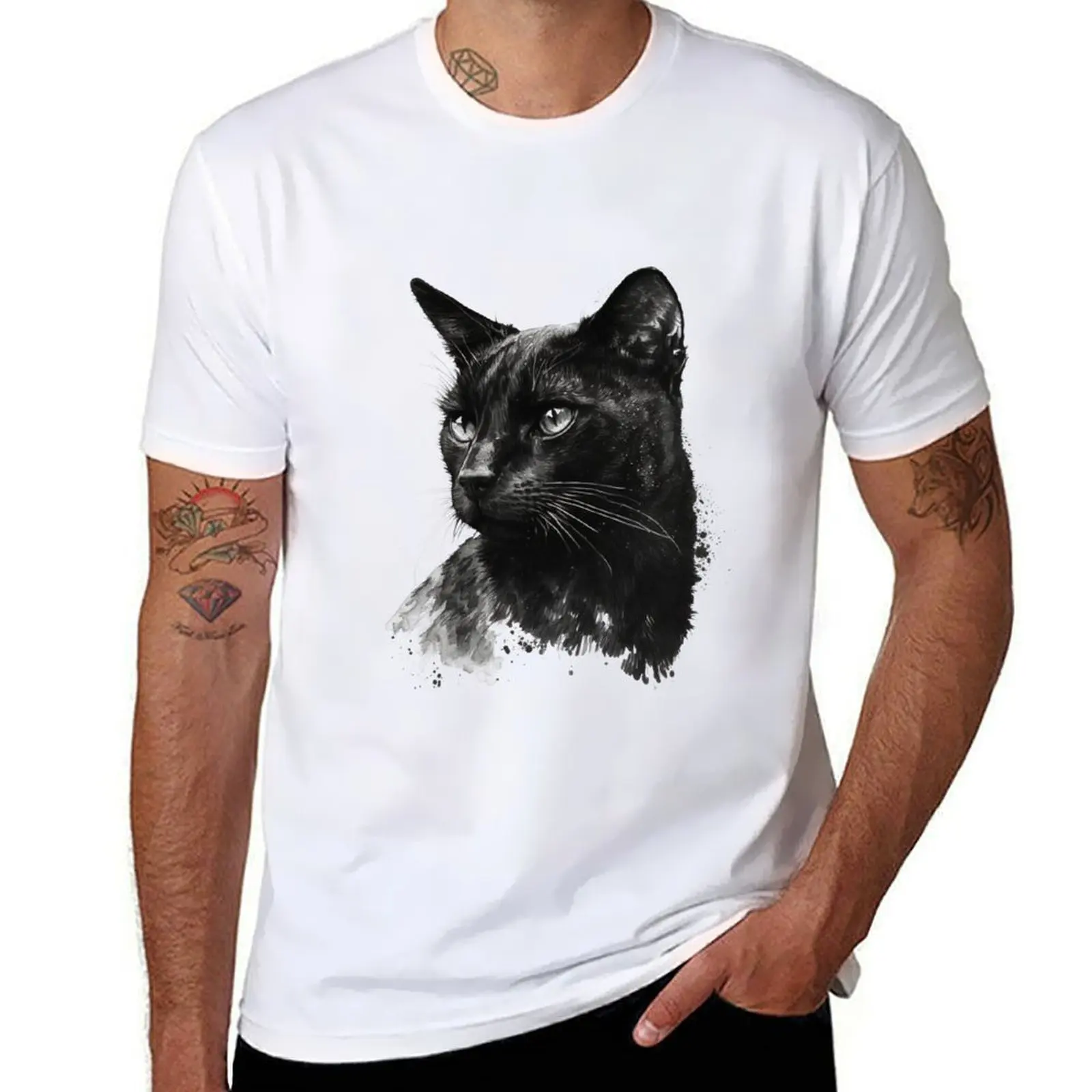 

Ink Cat: Back Cat Design T-Shirt t shirts with prints t shirt man cotton T-Shirt