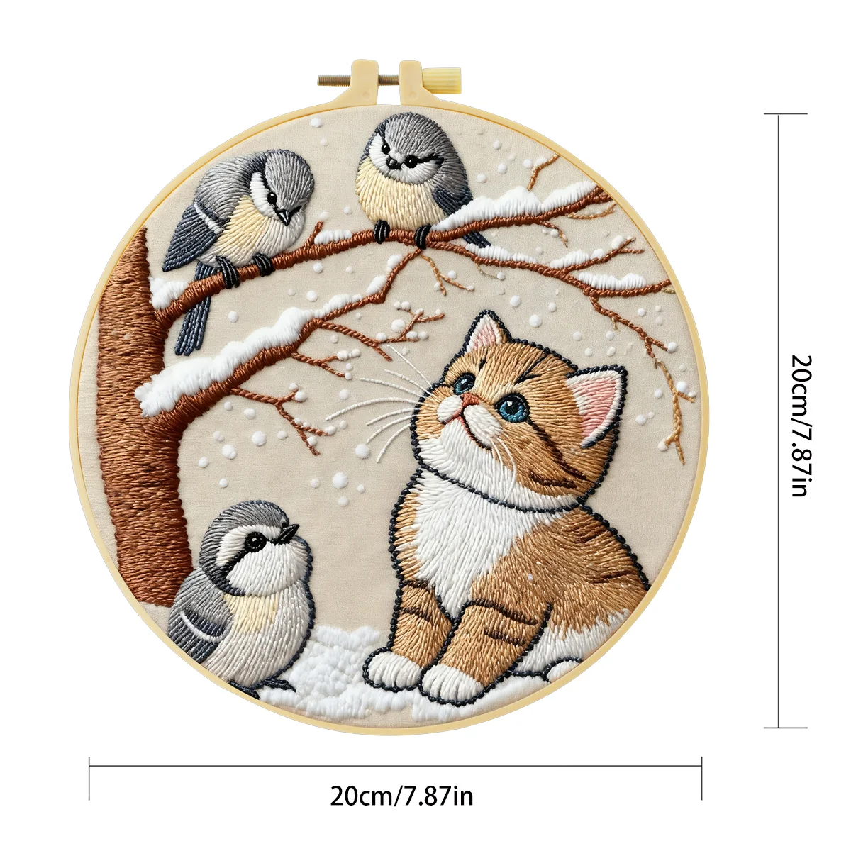 1 Stück 20X20CM/15X15CM 7,87/6,3 Zoll Katzen-Stickerei-Starter-Kit DIY-Kit DIY-Stickerei-Set Handarbeiten Nähkunst-Set für Anfänger – Detail 4