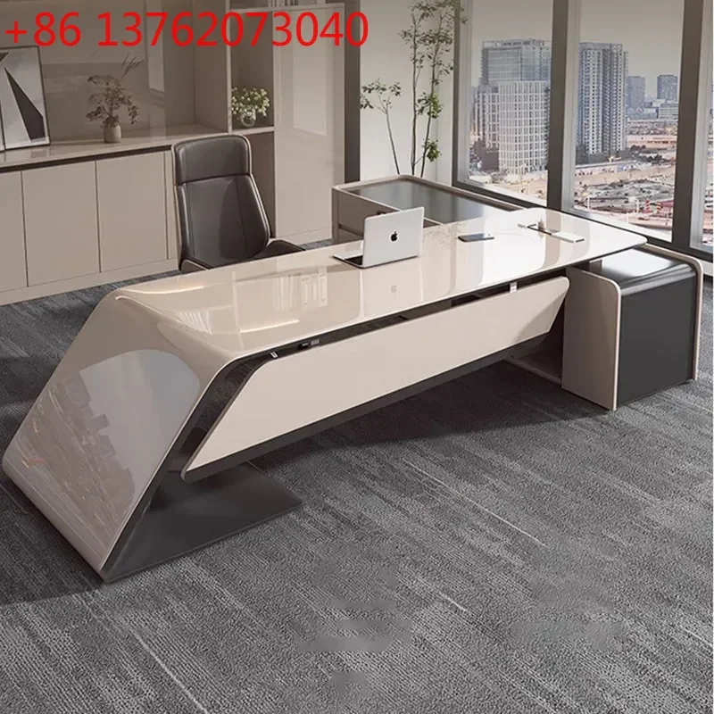 Escritorio de Oficina Plegable Bureaux, Muebles de Oficina Modernos de Lujo, Escritorio en Forma de L Lacado, Escritorio para Computadora, Escritorios para Sala de Juntas