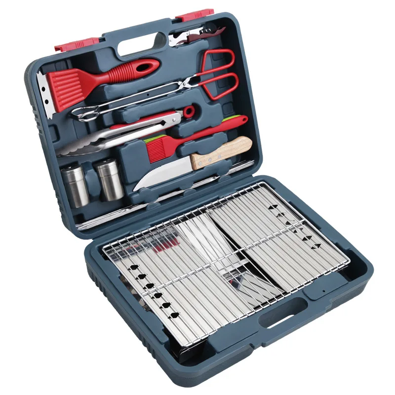 

BBQ portable rack folding outdoor grill set stainless steel