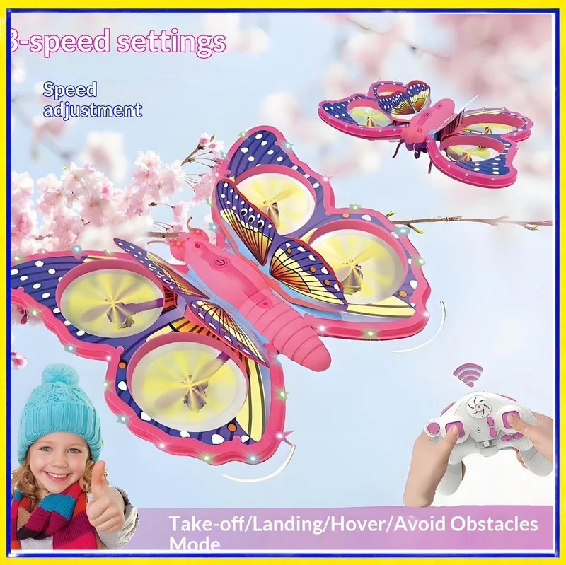 เครื่องบินบังคับวิทยุ Butterfly V40 สำหรับเด็ก โฟมควอดคอปเตอร์ 3 โหมดความเร็ว พลิกตัว 360 องศา หลบหลีกสิ่งกีดขวาง ของเล่นเครื่องบินรบสำหรับเด็ก