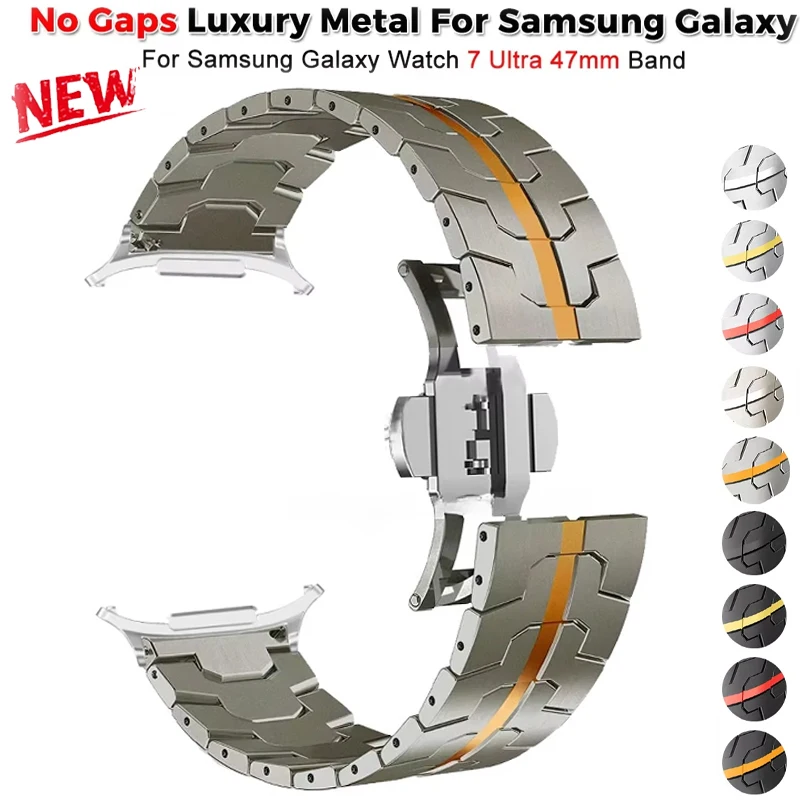 Stainless Steel Band for Samsung Galaxy Watch 7 Ultra 47mm No Gaps Curved End Metal Bracelet for Galaxy7 47 47MM Strap Correa