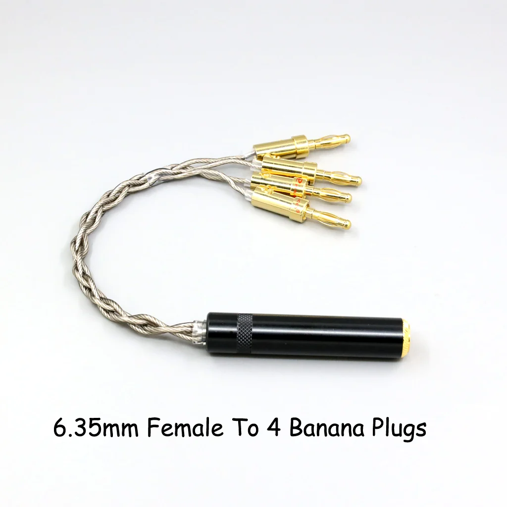 99 % reines Silber + Graphen versilbertes Schild-Kopfhörerkabel für XLR 6,35 mm 4,4 mm 3,5 mm männlich weiblich auf 4 Bananenstecker-Adapter – Detail 4
