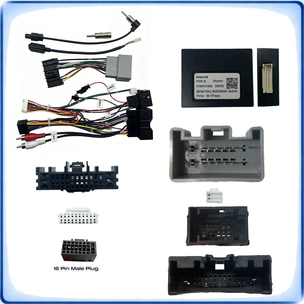 24Pin to 16Pin Car Radio Wiring Harness with CANBUS Decoder Hiworld FDF2.20 for Ford Fiesta 2009-2019 Android Stereo