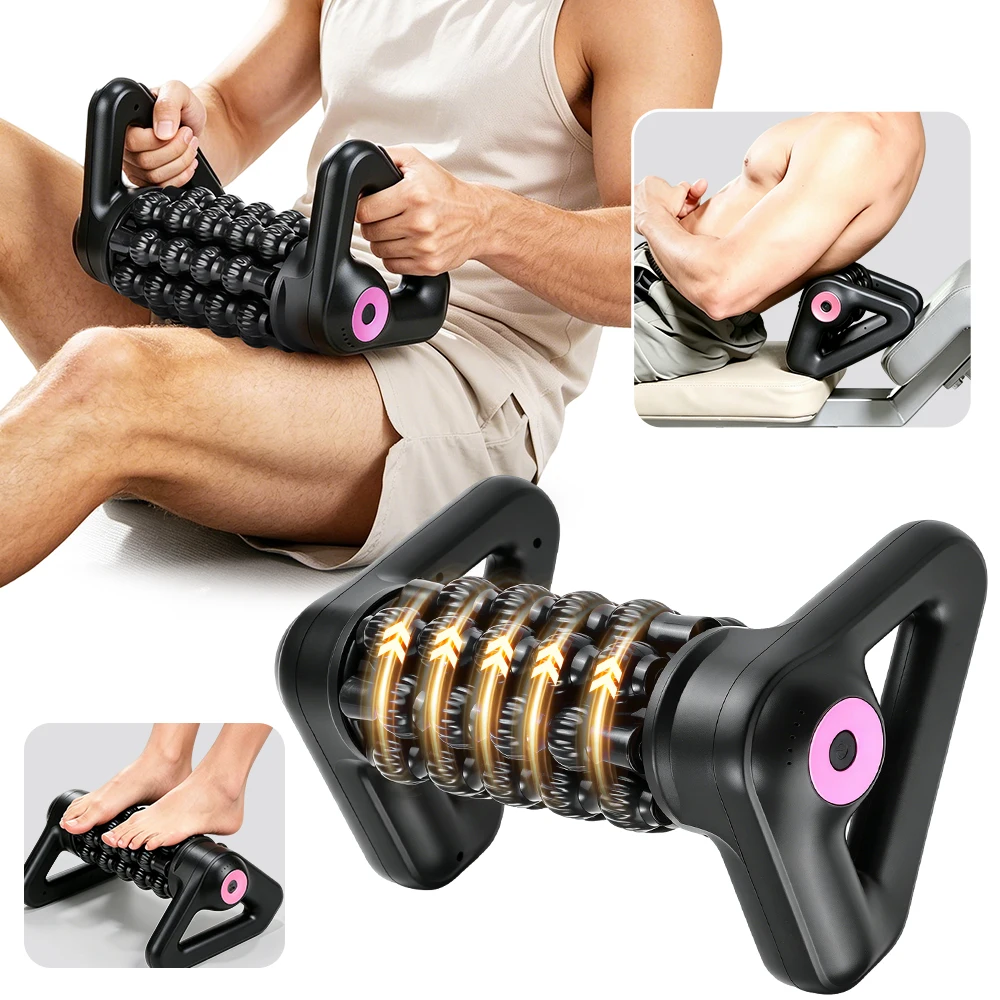 Back Roller Massager with Standable Triangular Frame, Electric Back Roller 5 Speeds 3D Wave Ridges Deep Tissue Myofascial Releas