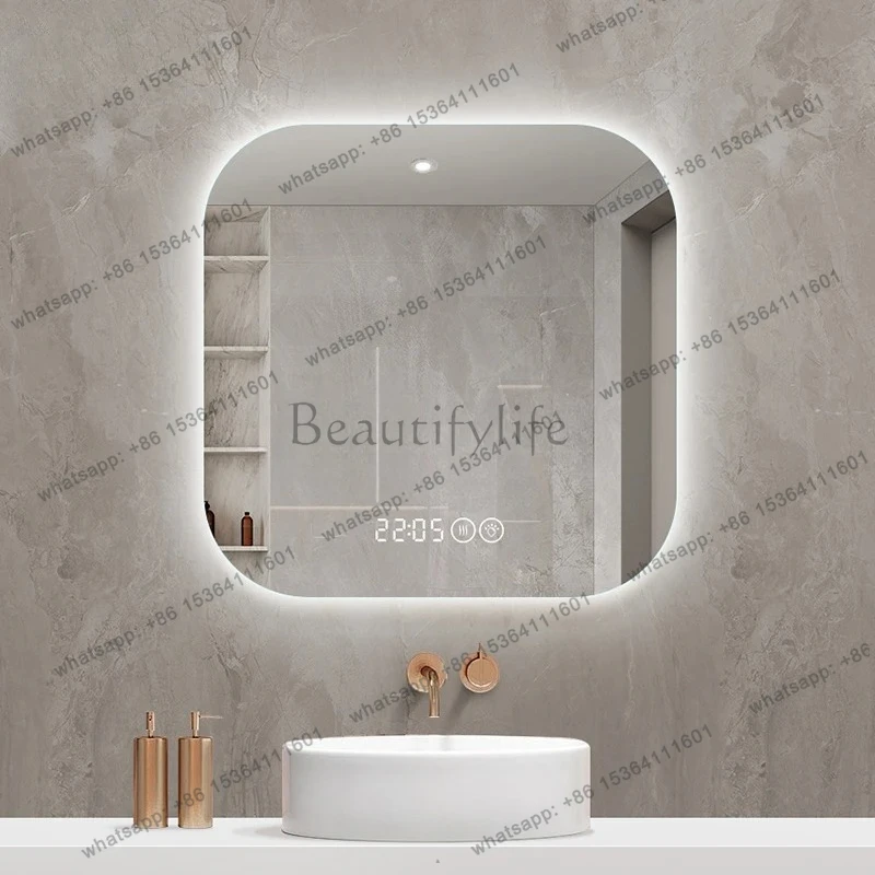 Modern simple smart touch mirror led wall hanging with light square 50 * 50cm