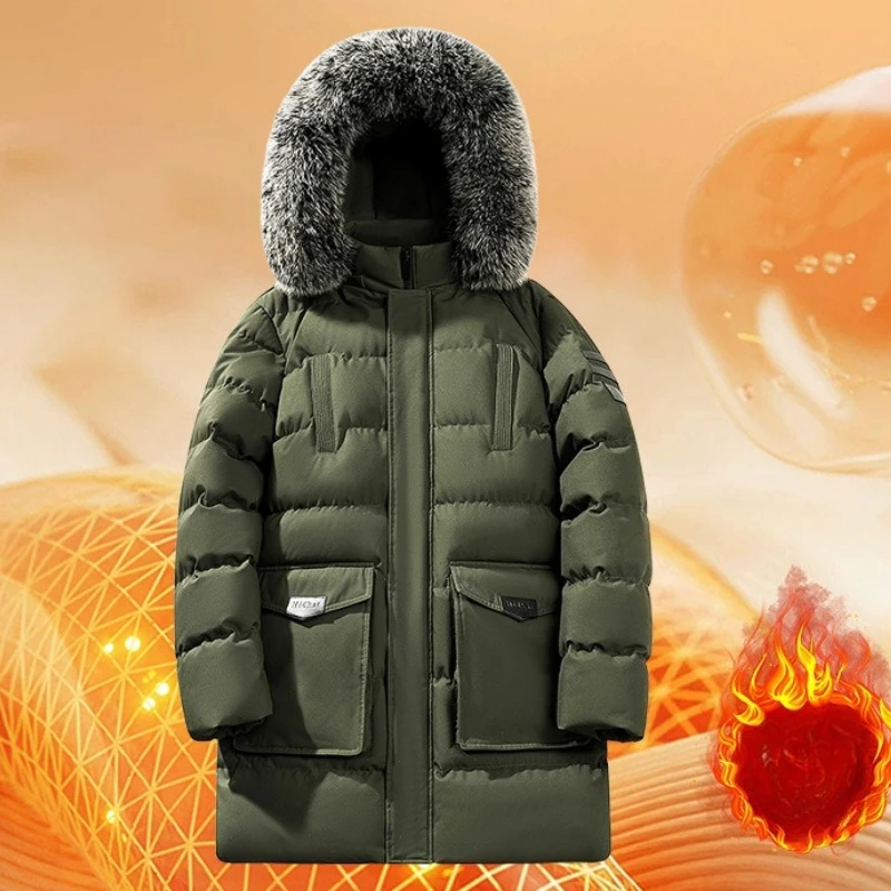 

Верхняя одежда, длинные парки на подкладке, мужские зимние деловые пальто с капюшоном, мужская толстая теплая хлопковая куртка больших размеров 8XL, морозостойкая парка, пальто