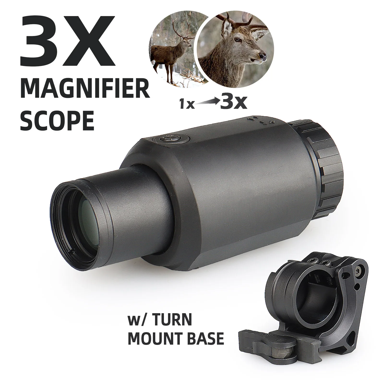 Optics Tactical Scope 3X Magnifier Hunting Scope HK1-0418