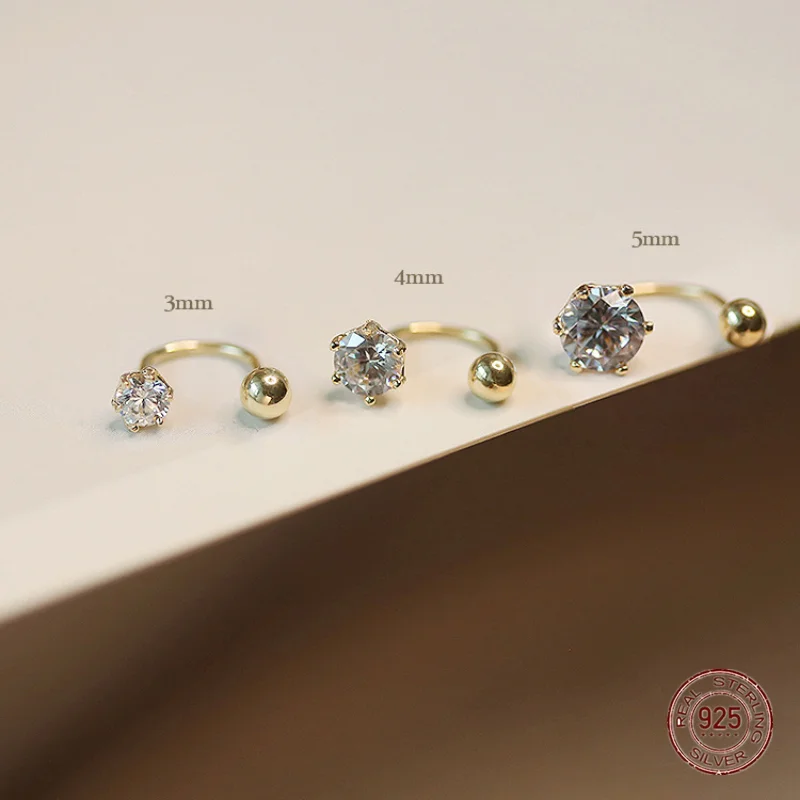 

Женские серьги-гвоздики из серебра 925 пробы с круглым Цирконом