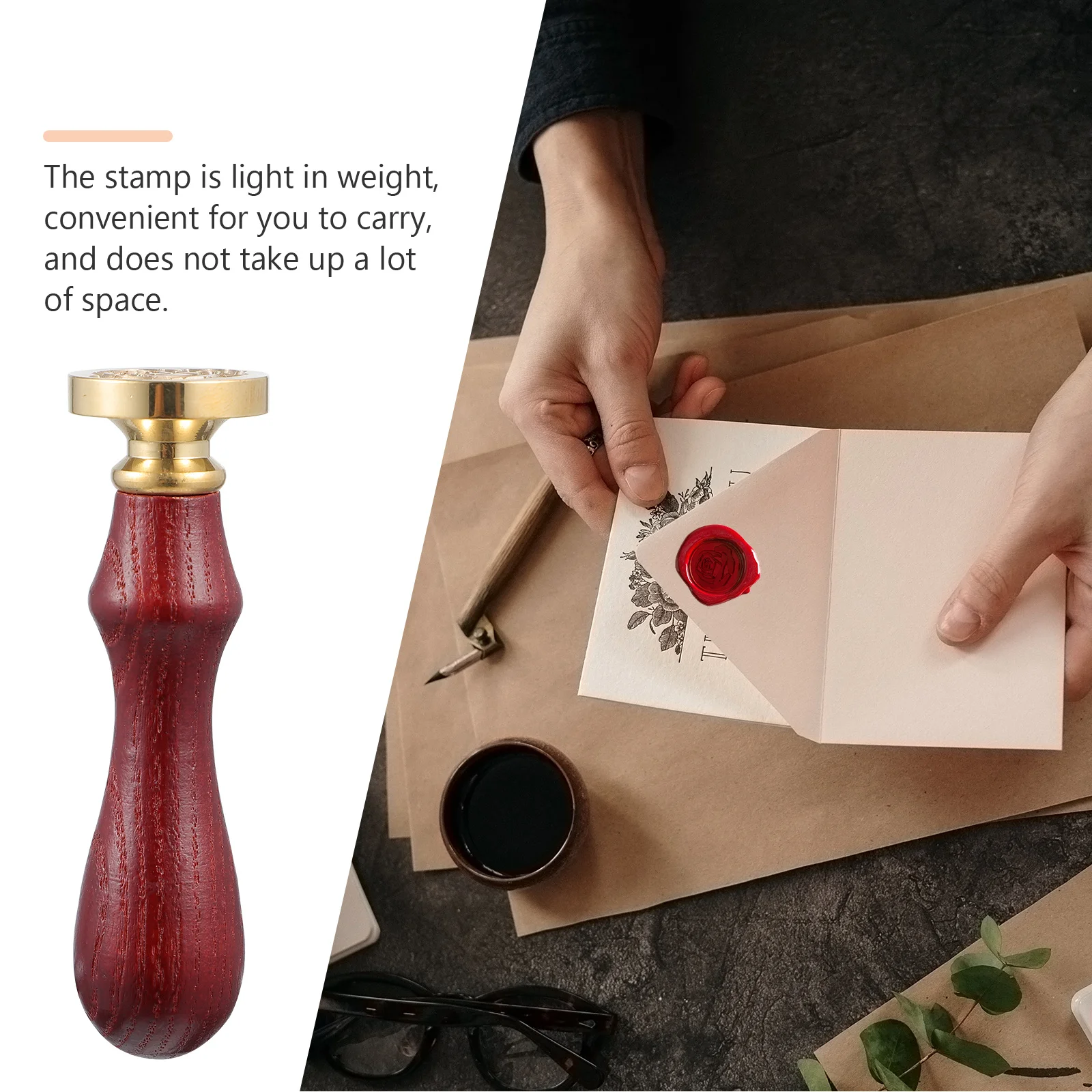 

Retro Seal Stamp Wooden Handle Copper Head Sealing Wax DIY Decor Scrapbook Stamp Security Banking Anticounterfeiting