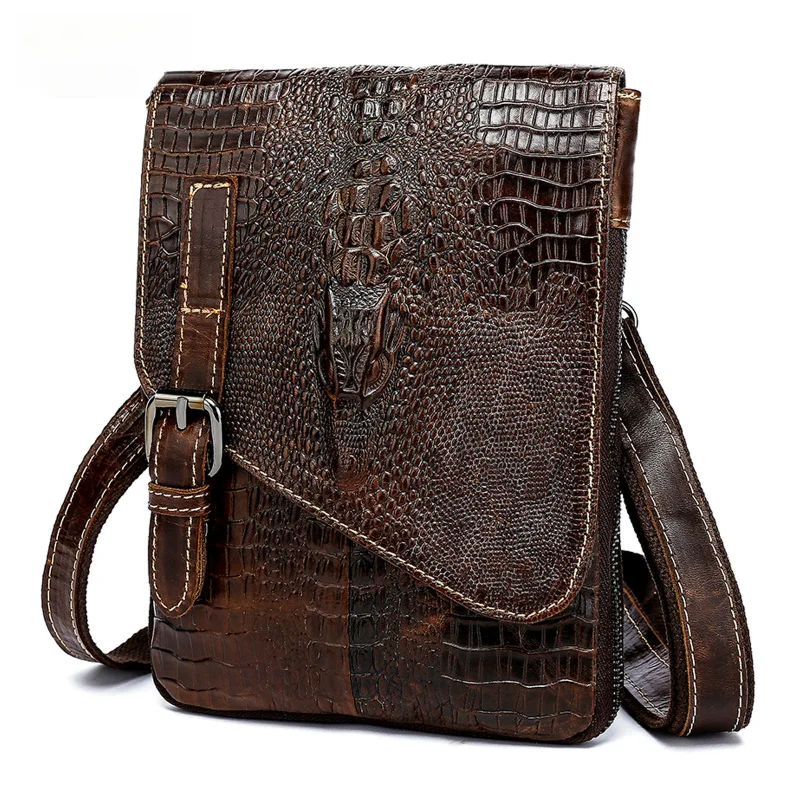 

Pattern Men's Bag Men's Shoulder Crossbody Bag Genuine Leather Casual Small Shoulder Bag Multifunctional Belt Phone