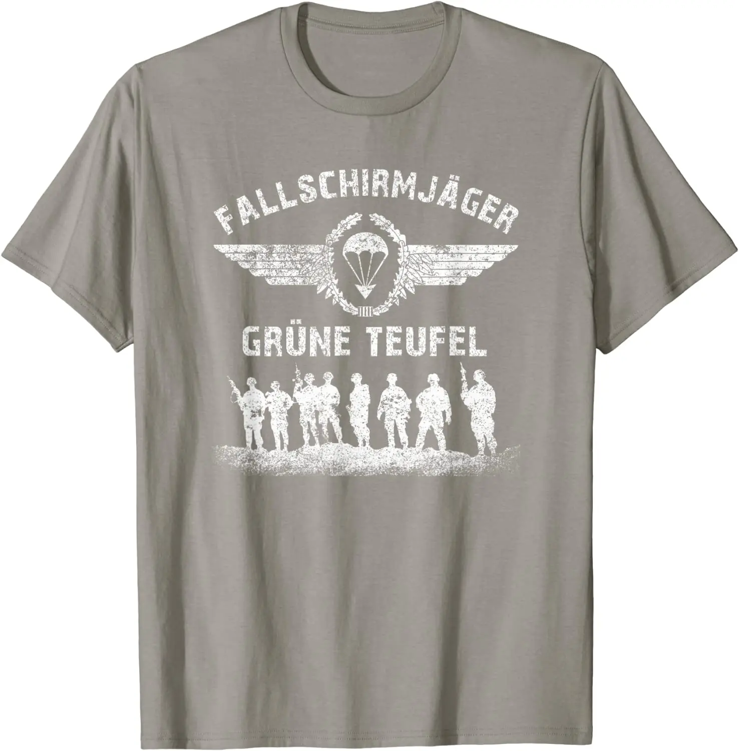 German Paratroopers Greens Teufel Springerabzeichen Parachutists T-Shirt. Premium Cotton Short Sleeve O-Neck Mens T Shirt New