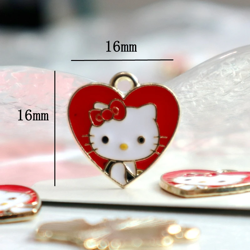 10PCS Cute Cartoon Hello Kitty Sparkling Kawaii Charms DIY Necklace Bracelet Earrings Keychain Accessory Jewelry Component Gifts